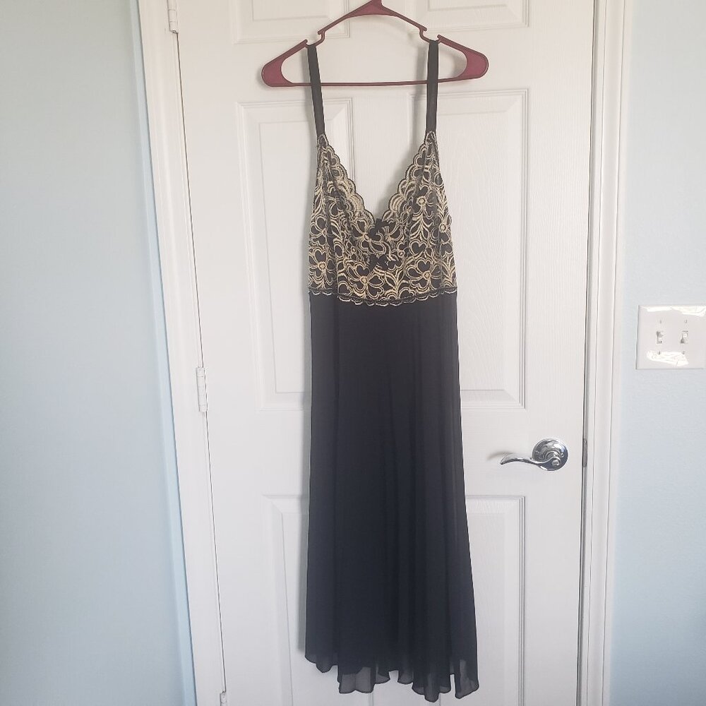 Vtg 70s St Michael Marks & Spencer Nightgown UK 18 US 14 Black Babydoll Fairy